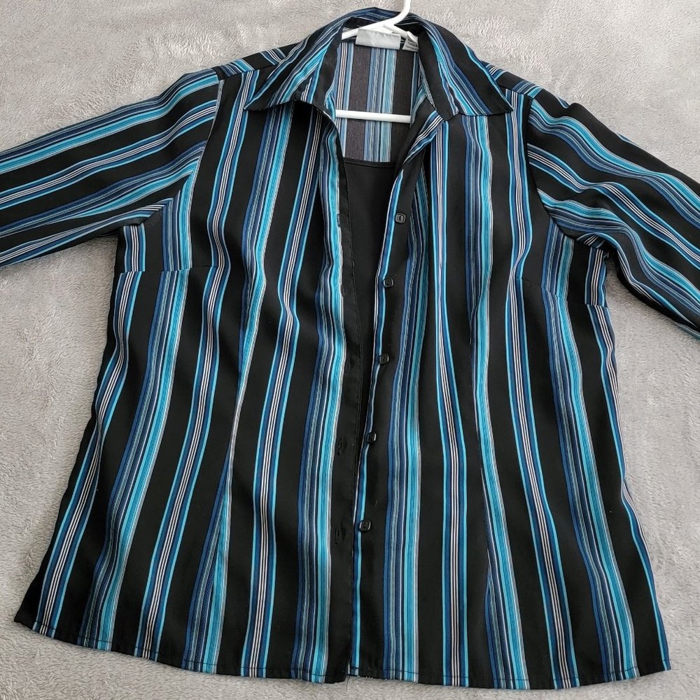 Joanna Button-Down Blouse with Attached Shell